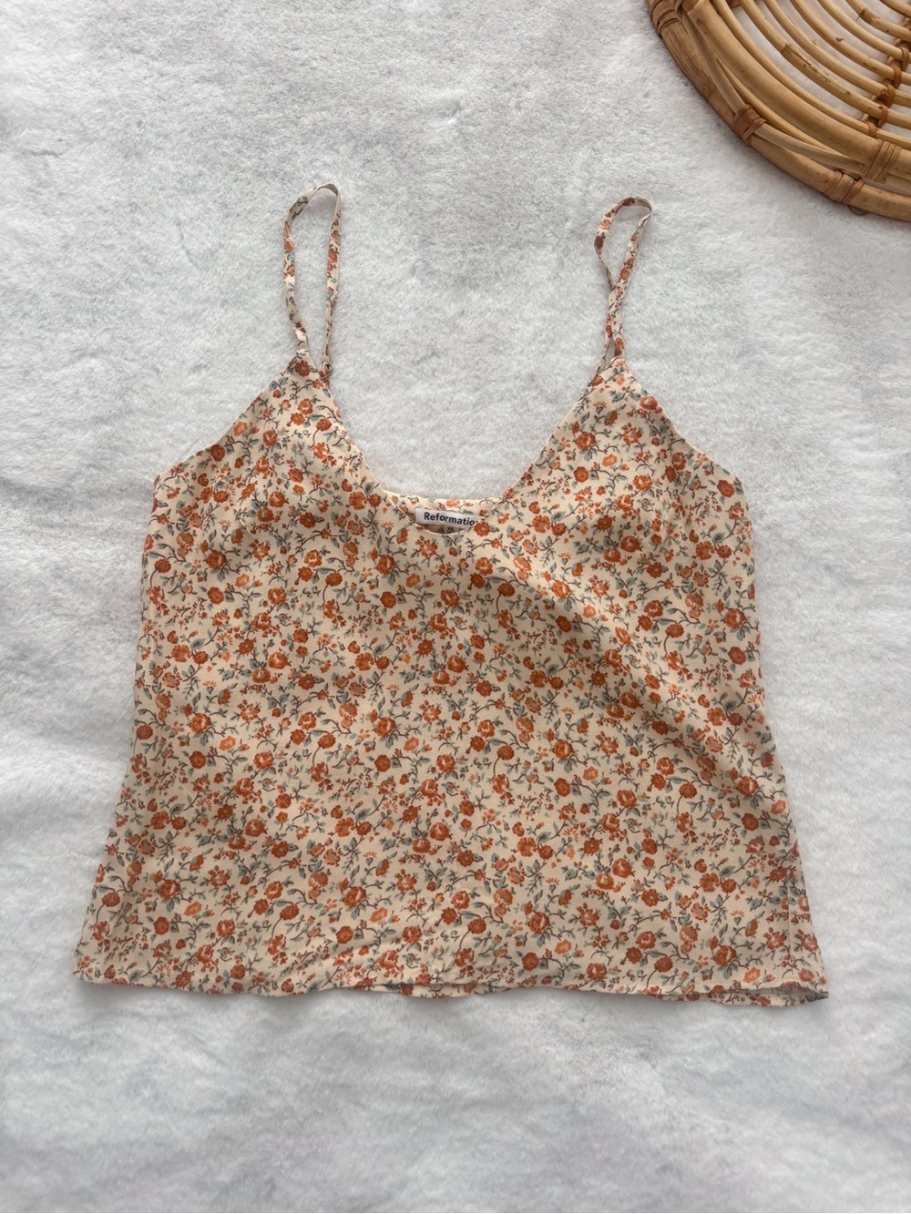 Reformation Rovino Fairy Floral Woven Cami Tank Top Women’s Spaghetti Strap - Picture 2 of 7